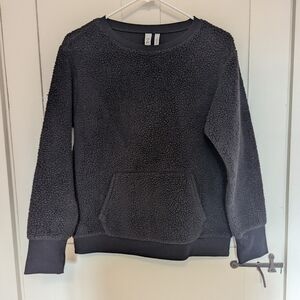 🖤 Zella Sherpa Black Pullover Girls 14-16 front pocket